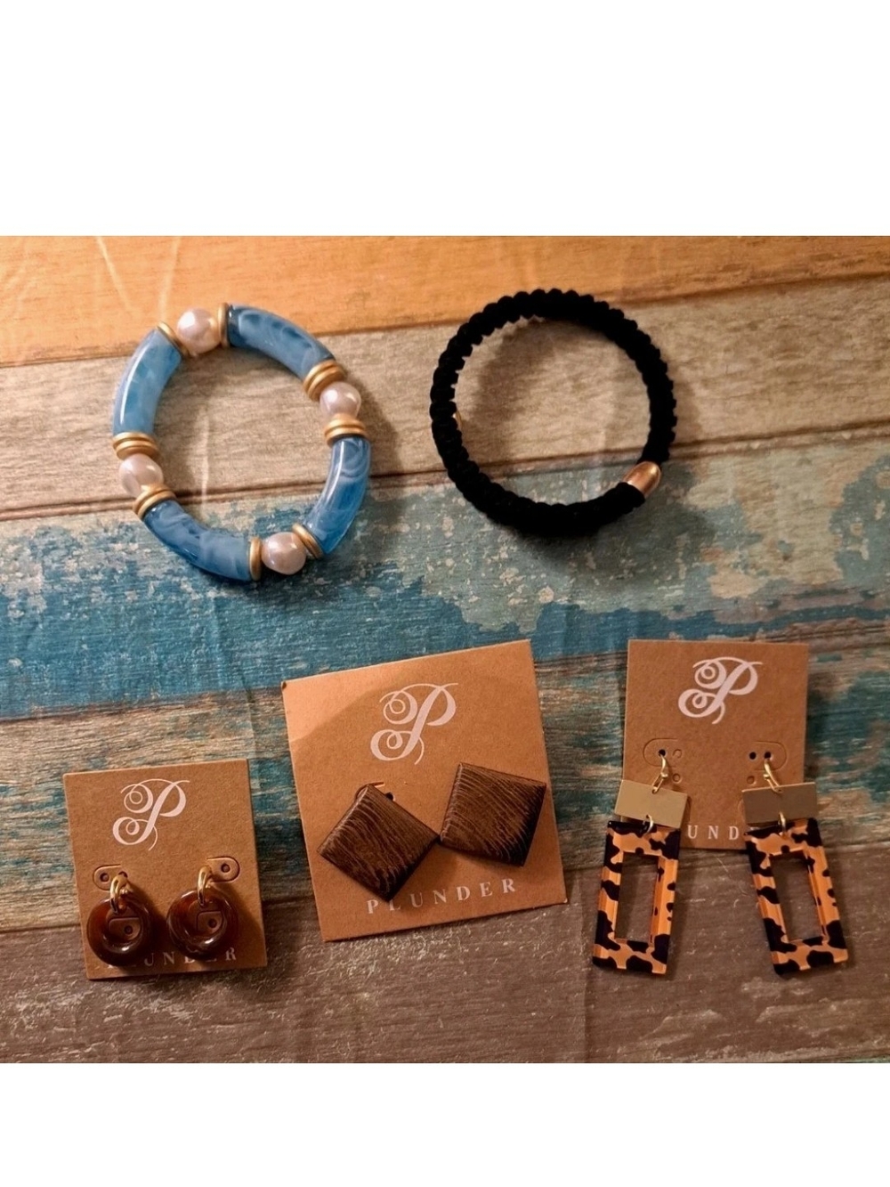 New Plunder 5x Lot Fashion 2x Bracelet 2x Hoops Drop Post Earrings 626-Cb44